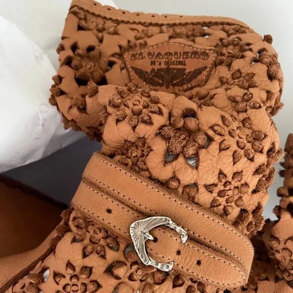 EL VAQUERO "Picking Daisies" Artisan Mocc Boots/Floral Cutouts: New with Box: 38 - Picture 8 of 13